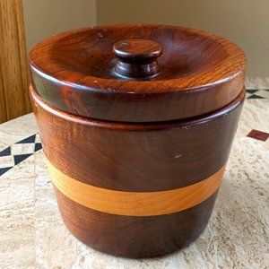 Solid Wood Jar with Lid Hand Crafted Turned Container Rustic Decor